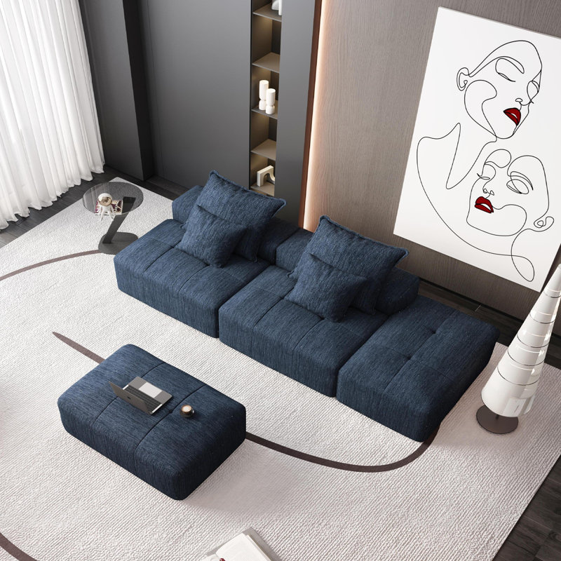 Modern Oversized Modular Sectional Sofa, Blue