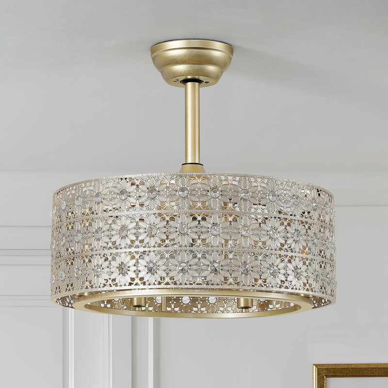 Ventilateur de plafond en cristal 20 po avec télécommande, Doré