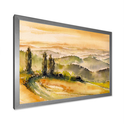 Paysage rétro avec vignobles - peinture sur toile