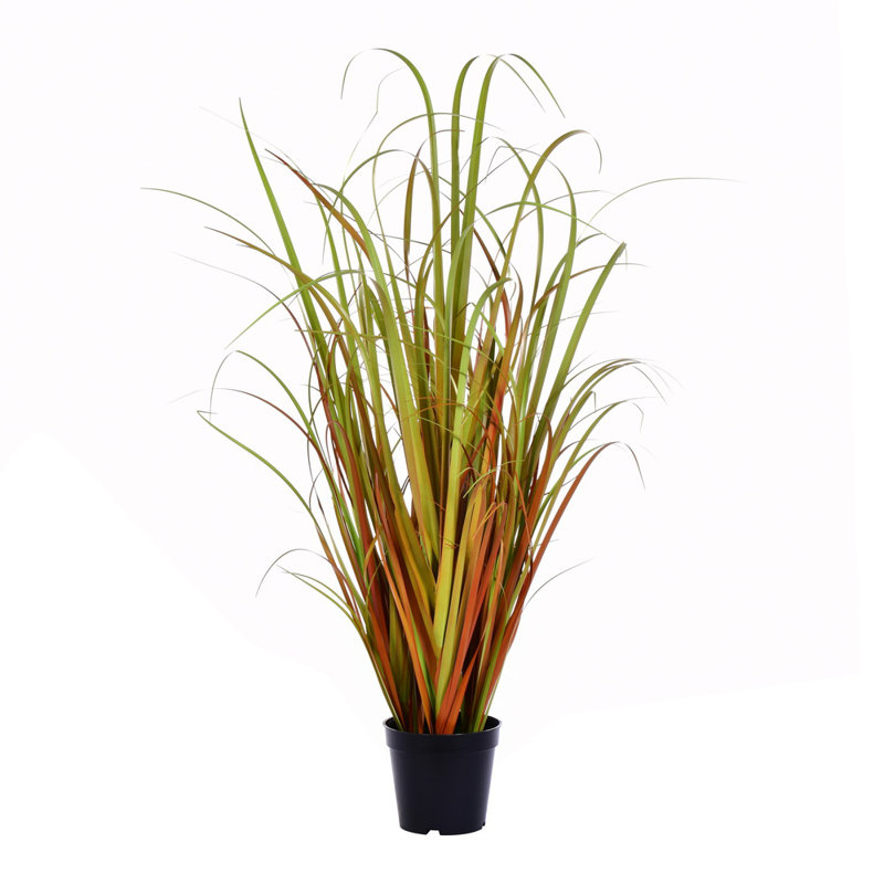 Modern Outdoor Tabletop Faux Grass Arrangement in Sleek Pot