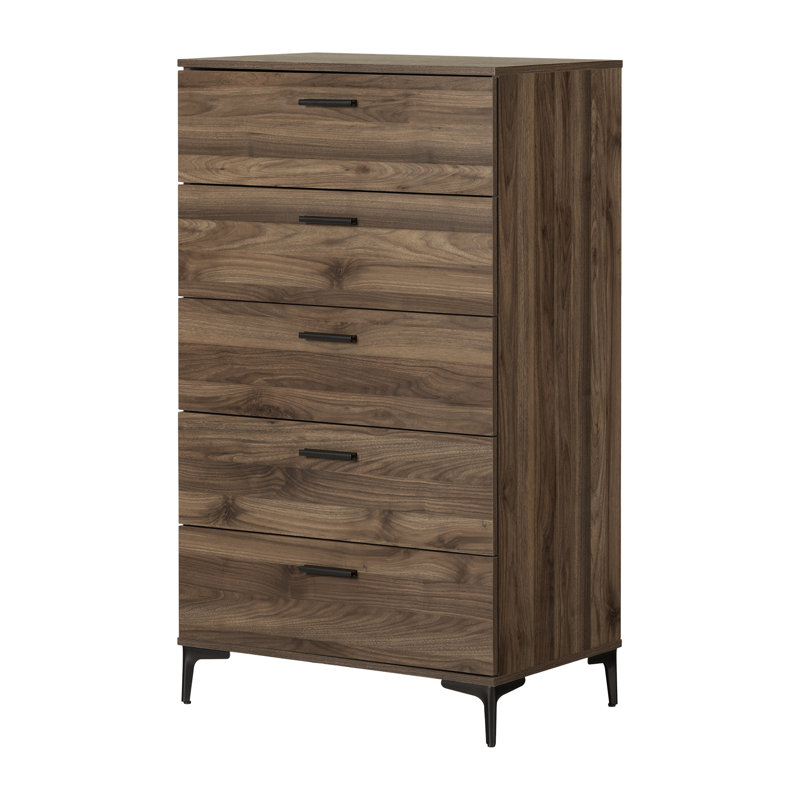 Woodacre 29'' W 5 - Drawer Dresser, Natural Walnut