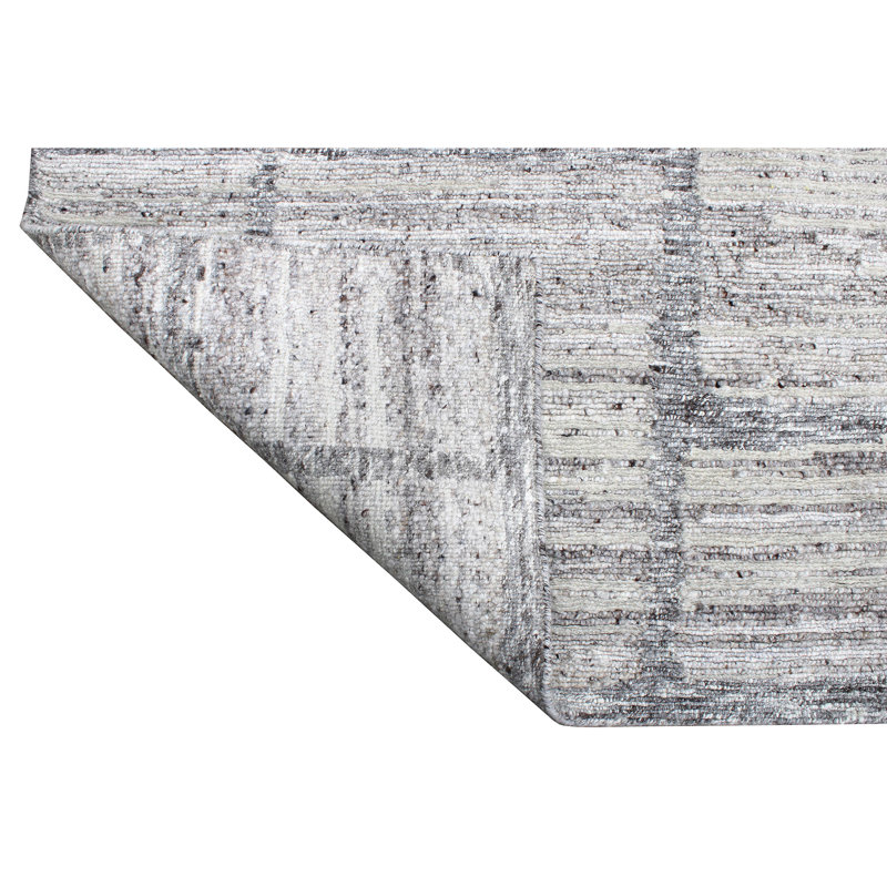 Tapis gris foncé / gris clair de haute qualité noué à la main, Rectangle 12 pi x 15 pi