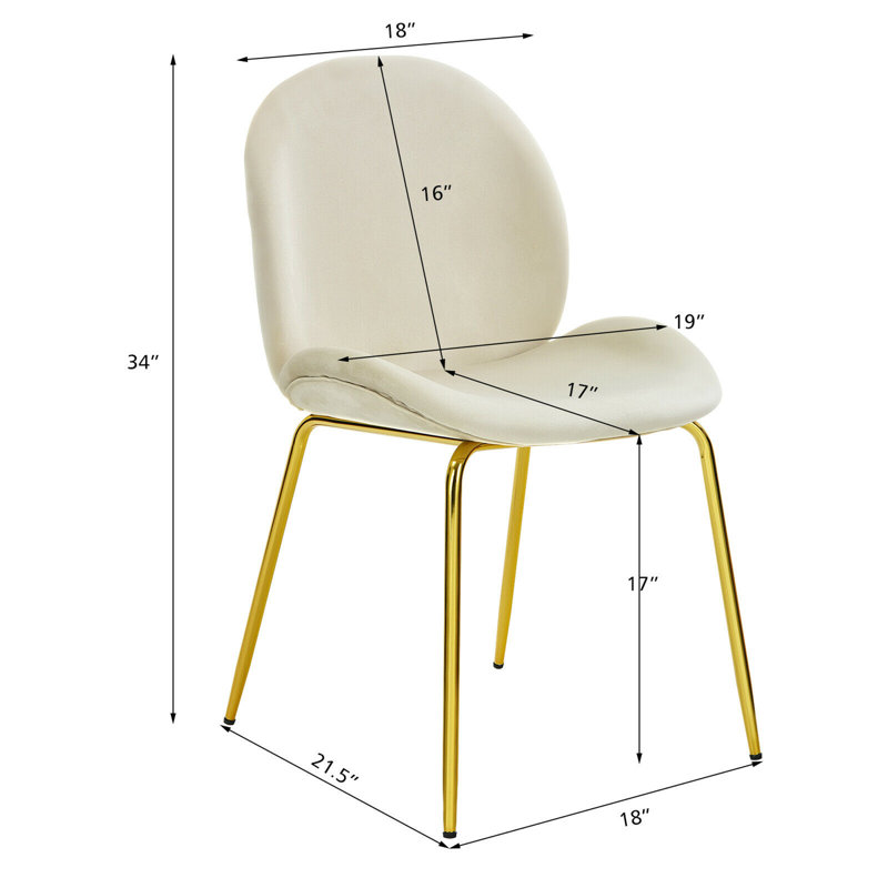Letellier 17'' H Velvet Upholstered Side Chair, Beige