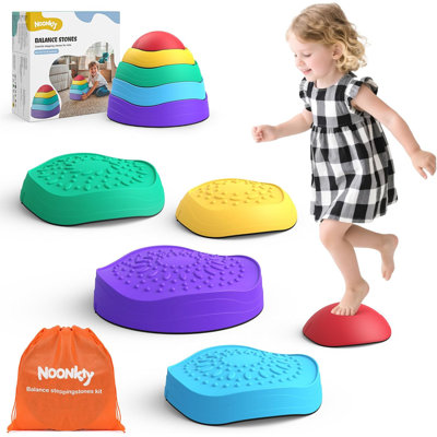 Stepping Stones for Kids, 5Pcs Non-Slip Plastic Balance Stones Develop Coordination & Motor Skills, Indoor/Outdoor Obstacle Course Sensory Toys for Toddlers, Holds 220 Lbs