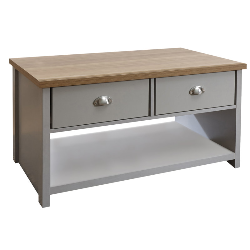 Kerry Coffee Table with Storage, Beige, Matt Grey