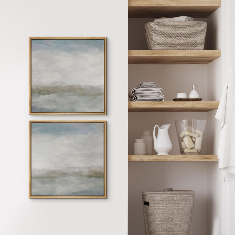Abstrait paysage serein, paysage, illustrations, art moderne, décor minimaliste relaxant / calme, H 16" x l 16"