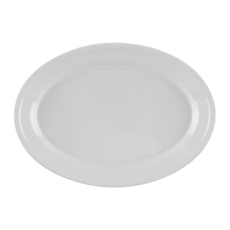 GET Plateau de service ovale en mélamine OP-610-MIX, Blanc, H 1 po x L 12 po x l 8,5 po