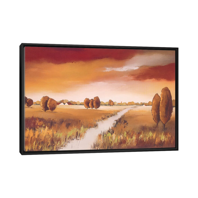 «Down the River I», reproduction sur toile, H 18 po x l 26 po x P 1,5 po, Toile avec cadre noir, Pas de tapis