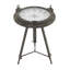 Wyble Metal Compass Side End Accent Table with Clock and Clear Glass Top-1521388242-1521388243