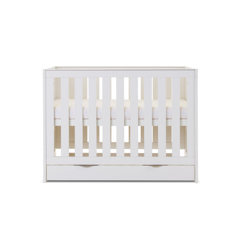 Nika Mini Cot Bed & Underdrawer, White Wash 