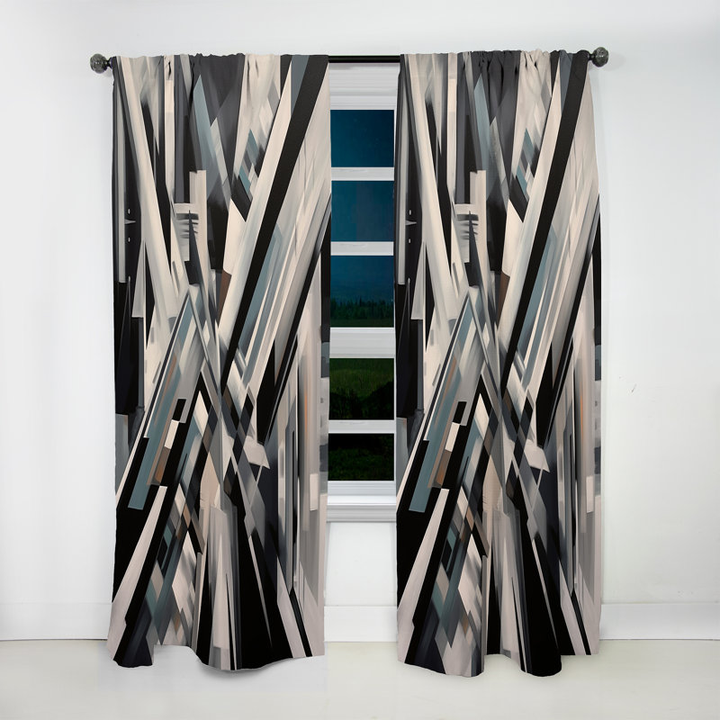 Aldwick - Mid Century Chromatics V - Rideau Mid-Century abstrait - Velours obscurcissant - 1 panneau, L 52 po x L 120 po