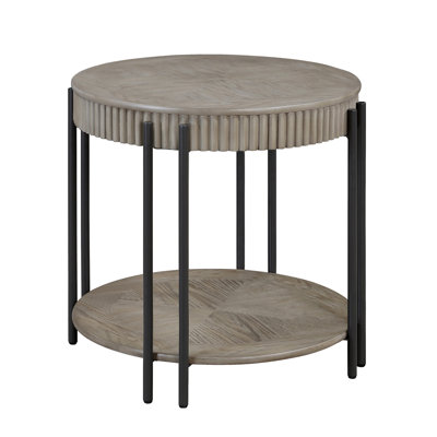 Table de bout ronde contemporaine avec tablette de rangement 1pc