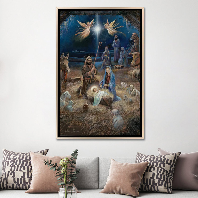 «Silent Night», reproduction d'art sur toile encadrée, Champagne, Impression encadrée sans passe-partout, H 60 po x l 40 po