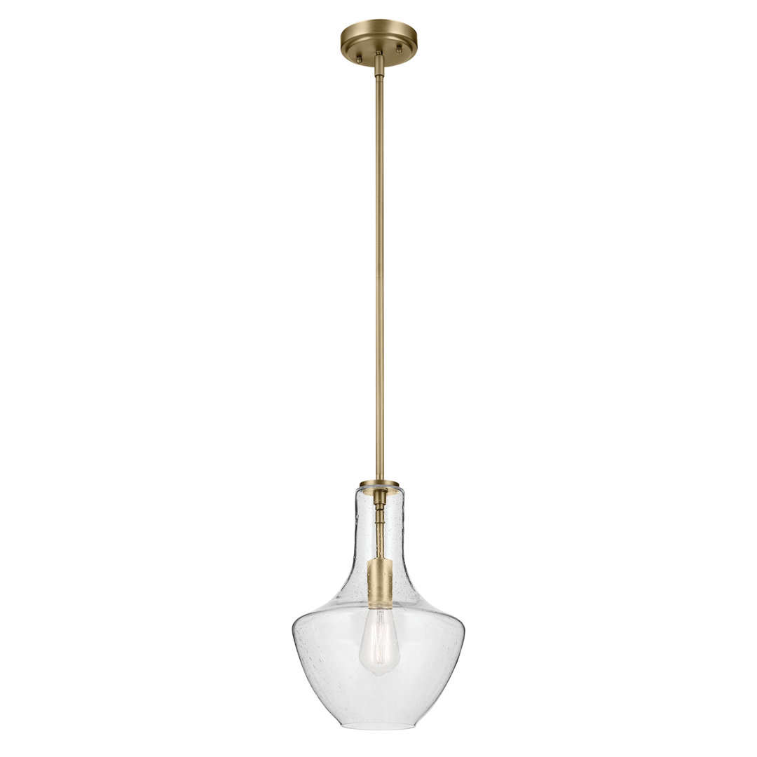 15.25" 1-Light Bell Pendant with Clear Seeded Glass Breakwater Bay 