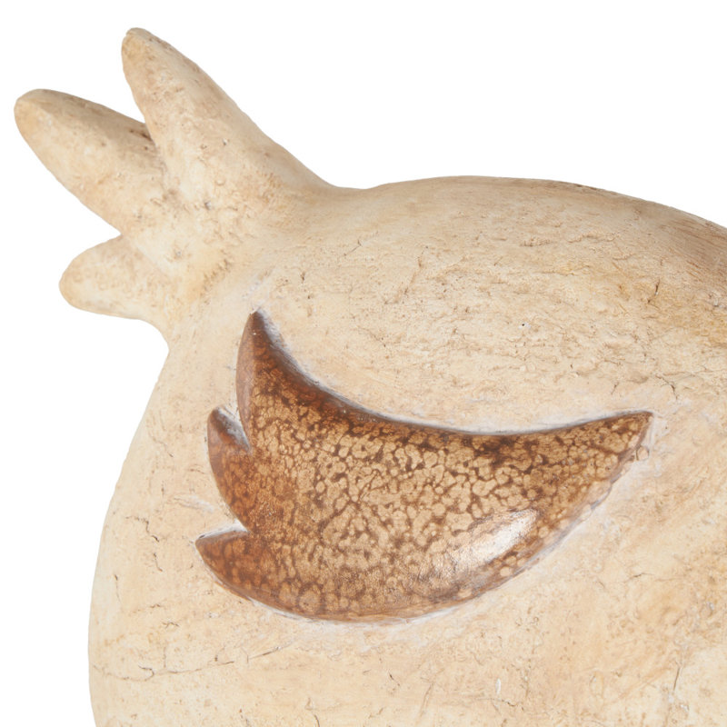 Cole And Grey Magnesium Oxide Sitting Rooster Decorative Cream Garden Sculpture With Brown And Red Accents
