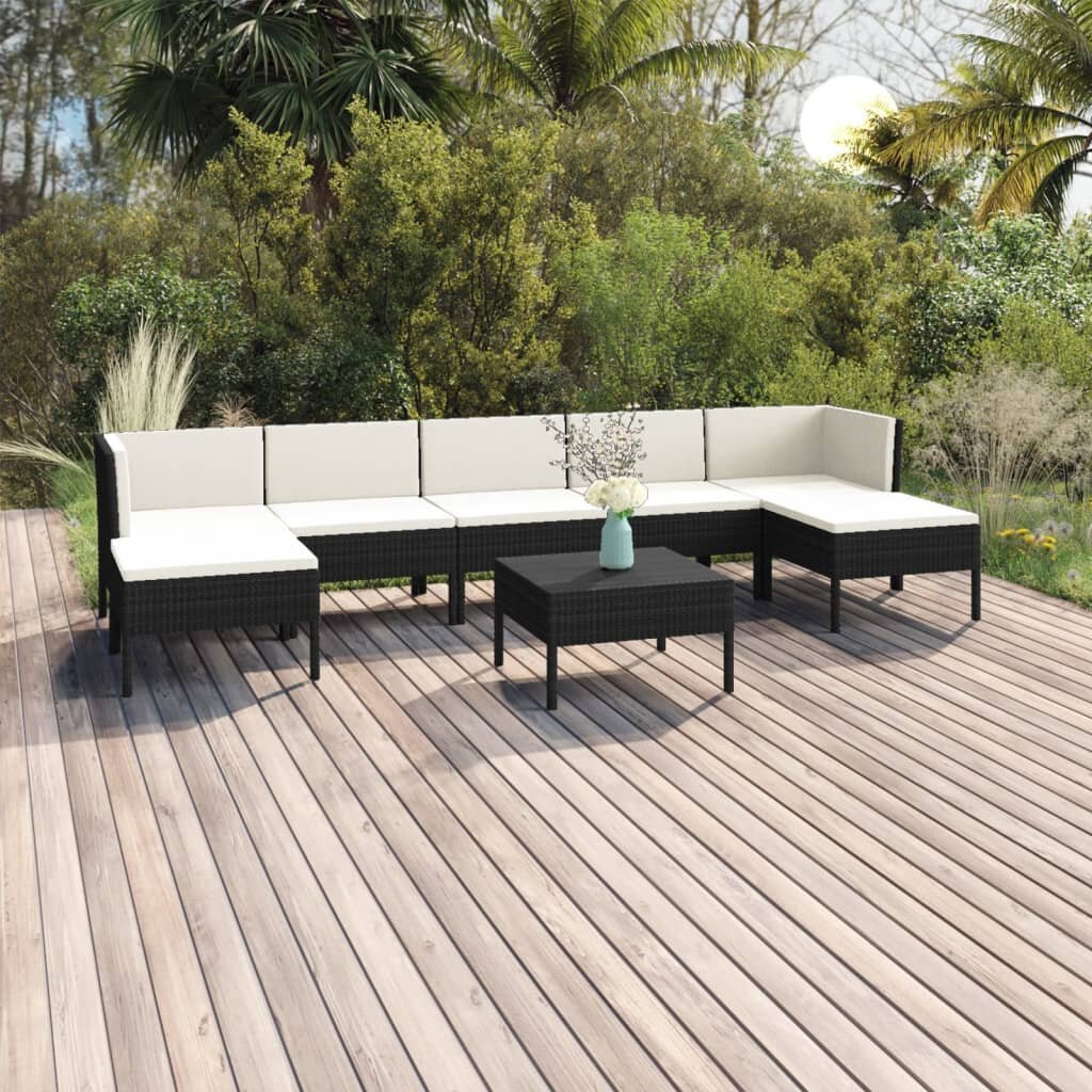 7-Sitzer Lounge-Set Jemerrio aus Polyrattan mit Poster