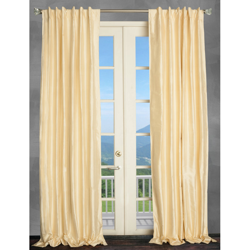 Silk Room Darkening Single Curtain Panel, Pearl, 50" W x 96" L