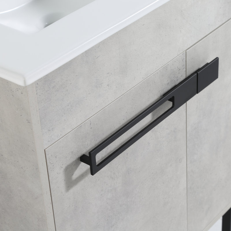 Kashiram 24.03'' Single Bathroom Vanity with Ceramic Top, Gray