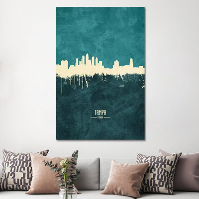 «Tampa Florida Skyline» par Michael Tompsett, impression sur toile tendue