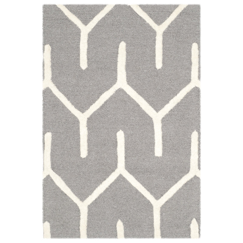 Deedgra Hand Tufted Wool Geometric Rug, Rectangle 2' x 3'
