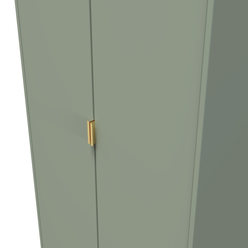 Fully Assembled 2 Door Wardrobe, 197cm H x 74cm W x 53cm D, Reed Green