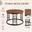 Minimalist Round Textured Surface Faux Stone Top with Geometric Metal Frame Coffee Table for Living Rooms and Lounge Areas-129444582