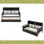 Lit de jour simple, support en lattes de bois, avec tablettes de chevet et deux tiroirs-767333587-767333589