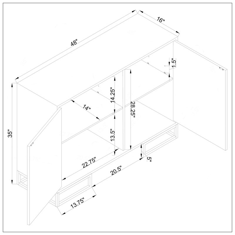 Armoire d'appoint 2 portes synchrone blanche et dorée