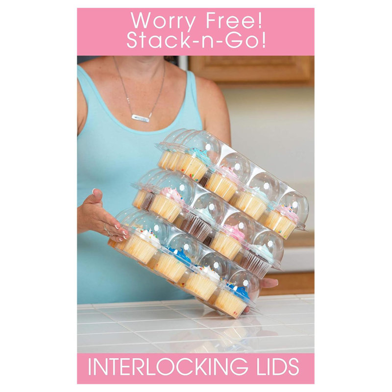 Durable, Cupcake Containers, Cupcake Trays, Plastic Cupcake Containers, To-Go Boxes, Cupcake Trays With LIDS, 12 Cupcakes Per Container, 12 Containers Per Order