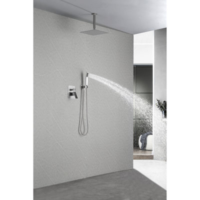 Bathroom Luxury Shower, 12" Wall Mounted Rain Shower Head With Stainless Steel And Air Injection High Experience