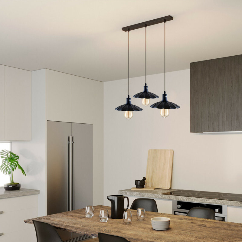 Pablo 3 - Light Black Kitchen Island Pendant, Black