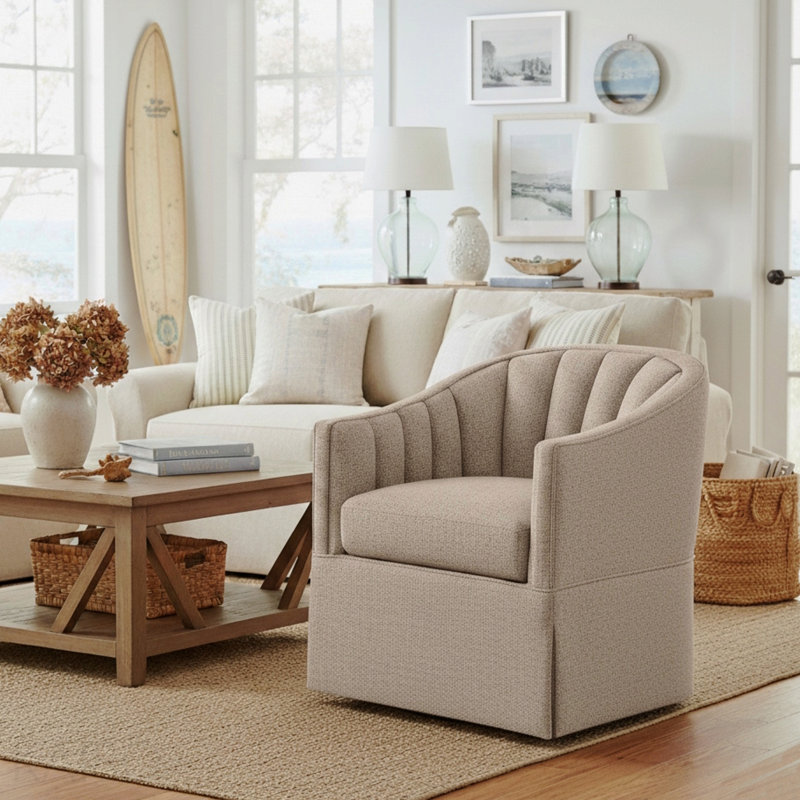 Swivel Function Accent Chair, Stone Gray