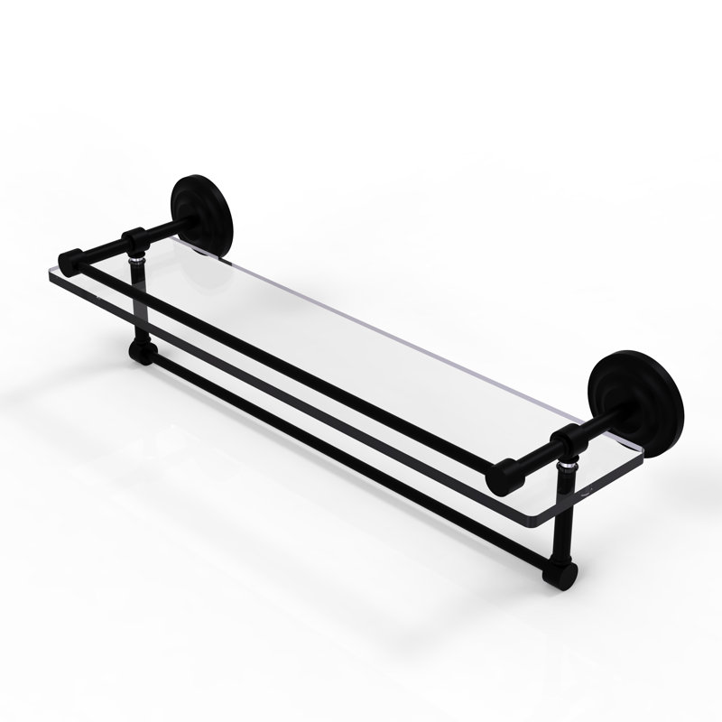 Leamore Bracket Shelf with Towel Bar, Matte Black
