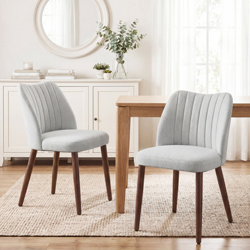 Chaise d'appoint de salle à manger rembourrée moderne avec pieds en bois, Beige