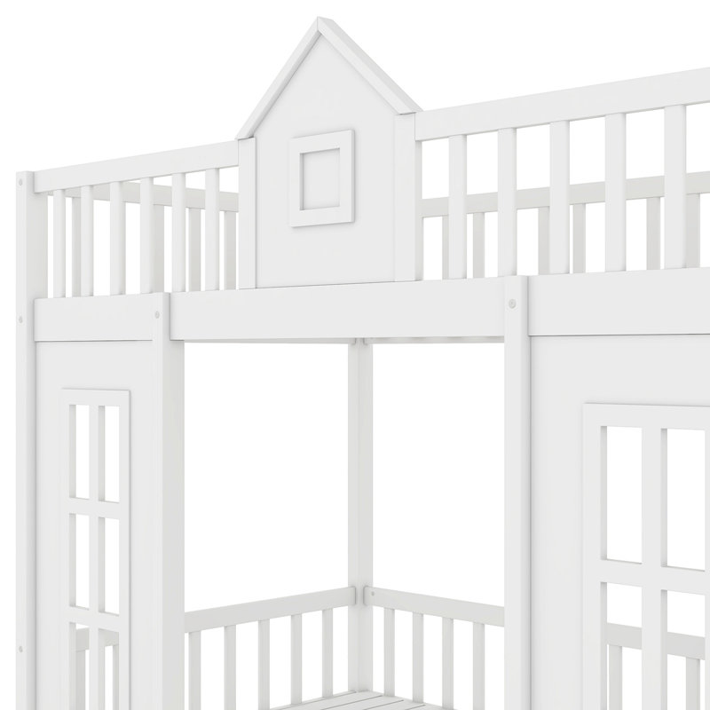 Bunk Bed With Changeable Table, Bunk Bed Turn Into Upper Bed And Down Desk, White
