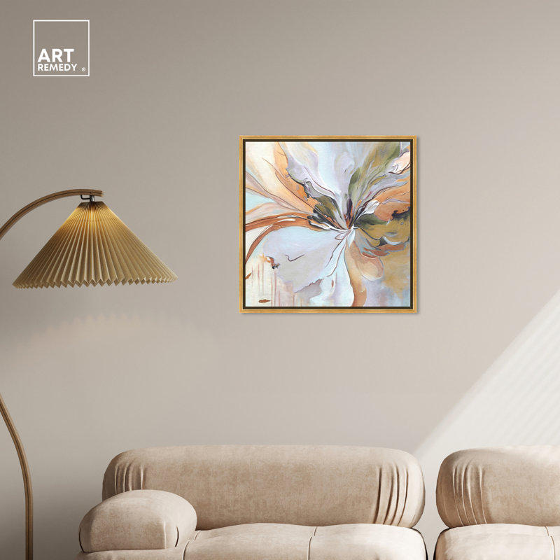 Golden Framed Abstract Canvas Print Wall Art, 13.5" x 13.5"
