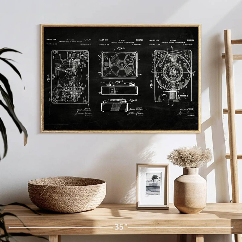 Mécanisme combiné de son et image, Cadre flottant en bois naturel, 25 po x 17 po