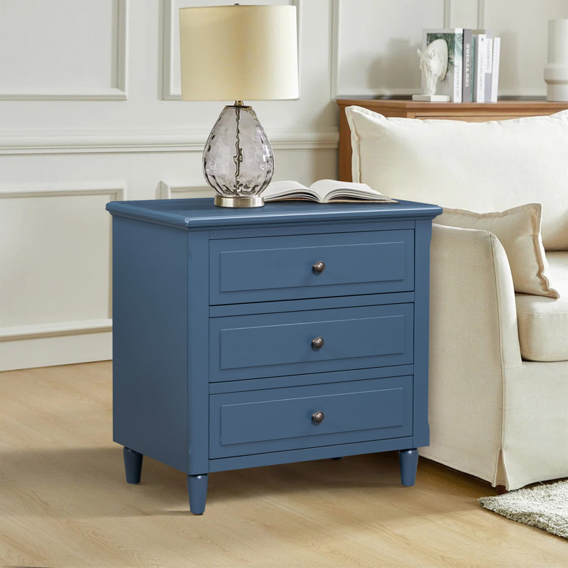 Albers Traditional 3 - Drawer Nightstand, Blue