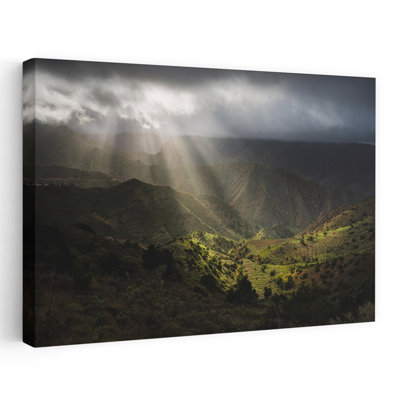 Rayons magiques, paysage contemporain abstrait, art mural de montagne