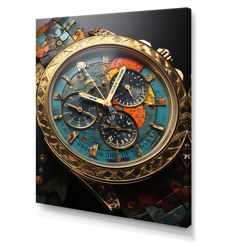 «Luxury Watch Bronze Infinity III - Watches», reproduction d'art murale, H 32 po x l 16 po x P 1 po, Toile tendue