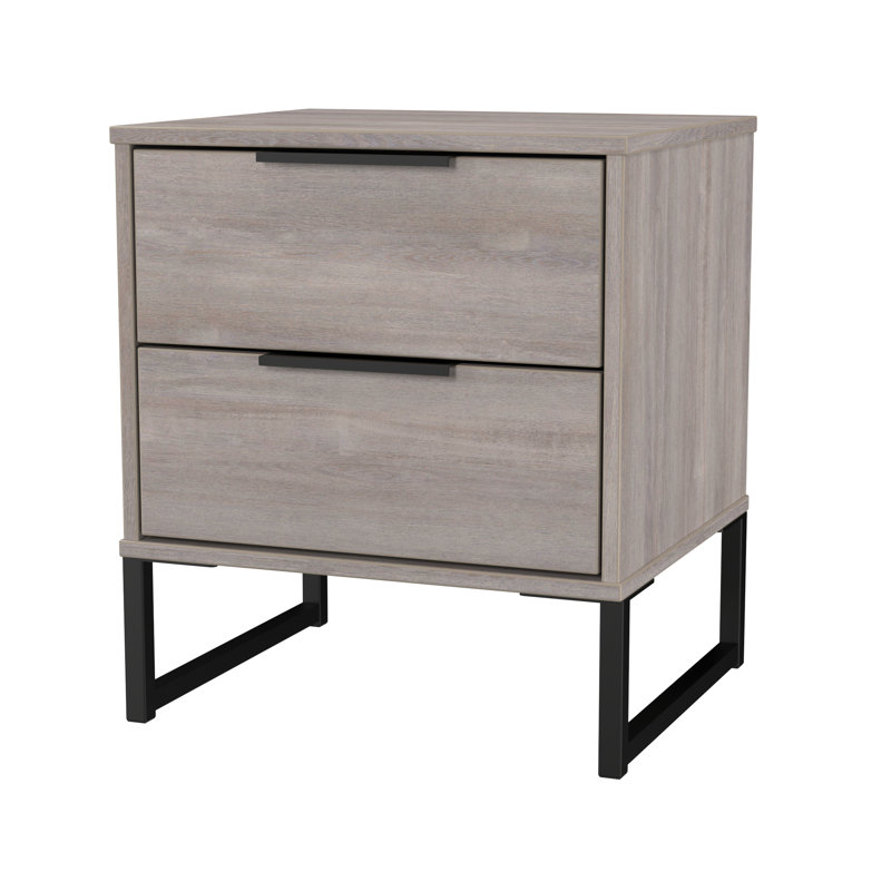 Peacham 45cm W Manufactured Wood Bedside Table, Grey