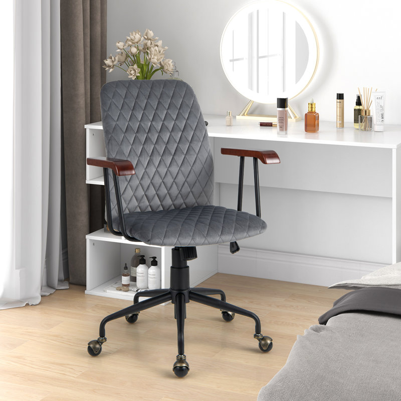 Milaina Velvet Office Chair, Grey