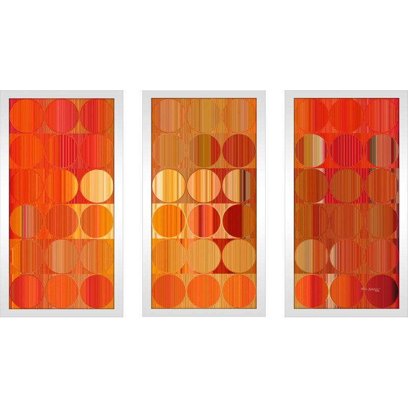 Cercles et carrés 58, orange Fire, reproduction d’art sur toile à multiples images sur toile encadrée