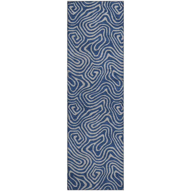 Premium Machine Washable Diskin AMF1031 Swirls Rug, Runner 2'3" x 7'6"