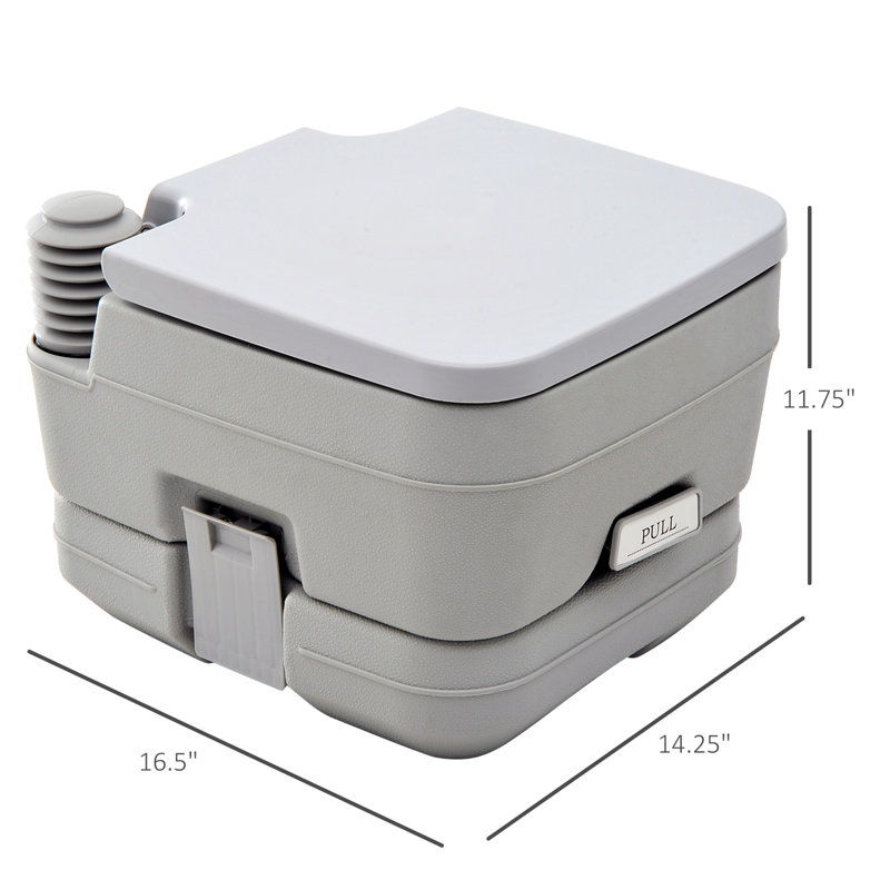 Toilettes de camping portatives rondes d'une pièce de 2,8 gallons à double chasse d'eau (siège inclus)