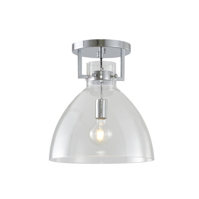 Anikan 1-Light Chrome Metal Semi Flush Mount With A Clear Glass Shade