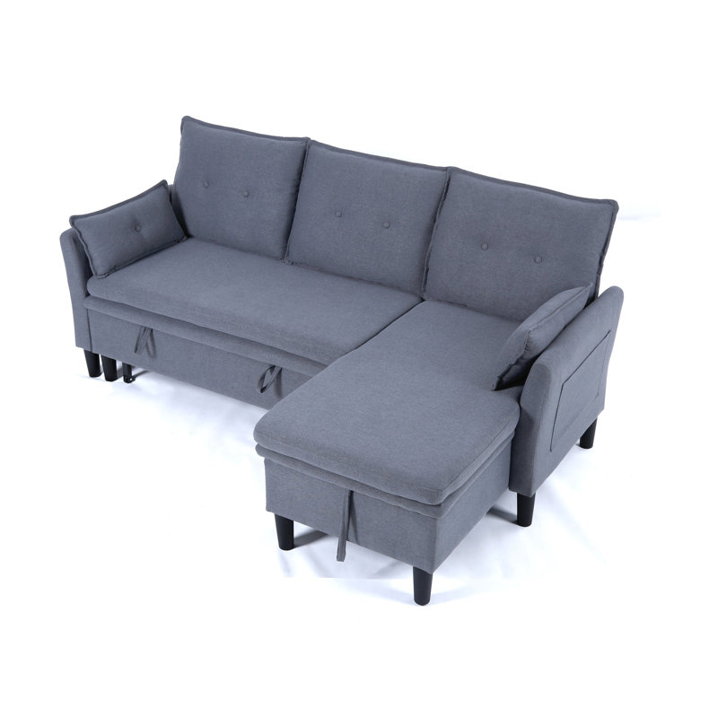 Canapé-lit modulaire réversible avec méridienne de rangement, Dark Grey
