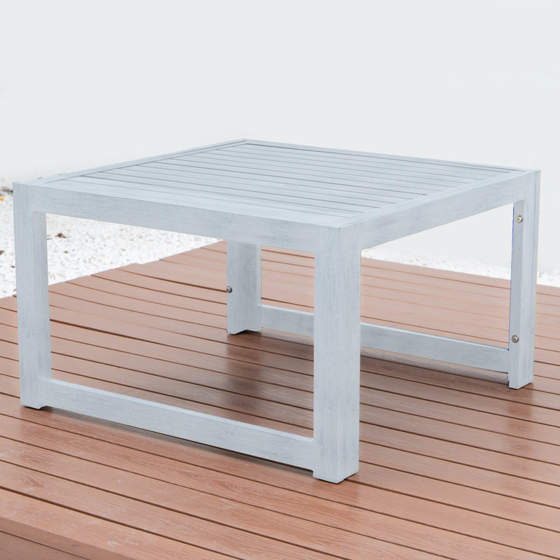 Chelsea Aluminum Patio Coffee Table with Slatted Design, Powder-Coated Accent Table for Indoor/Outdoor Use Easy Assembly