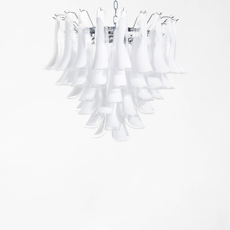 MARCELLA Murano Glass Chandelier, Polished Nickel