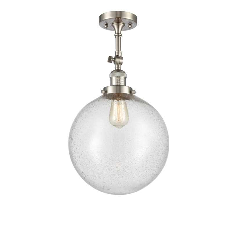 Plafonnier semi-encastré 1 lumière 12 "ciacchi, DEL, Grainé, Nickel satiné brossé